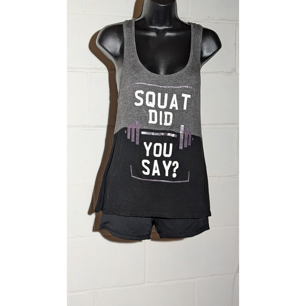 Electric Pink Squat Did You Say? Sleeveless Workout Racerback Tank Top Medium